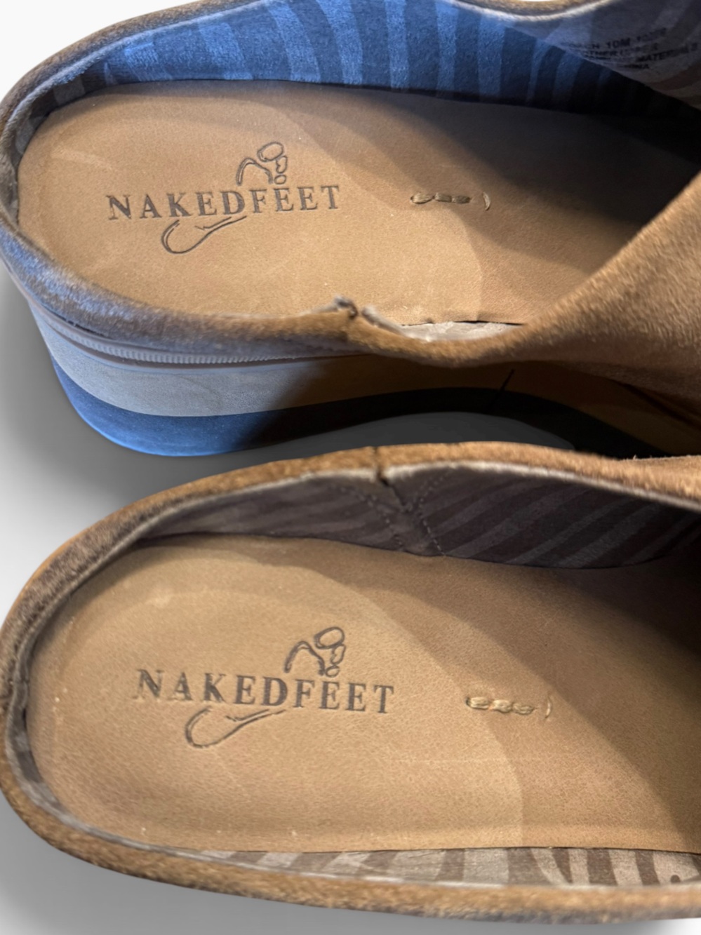 Naked Feet Women’s Size 10 Taupe Suede Platform Slip-On Mule Style Shoes - Picture 4 of 7